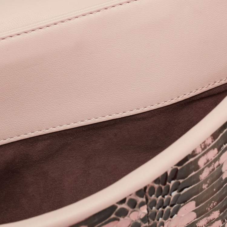 Pre Owned Bottega Veneta Beige/Peach Intrecciato Leather And Python Olimpia Bag
