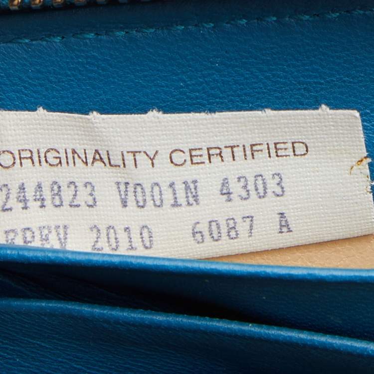 Pre Owned Bottega Veneta Blue Intrecciato Leather Zip Around Wristlet Wallet