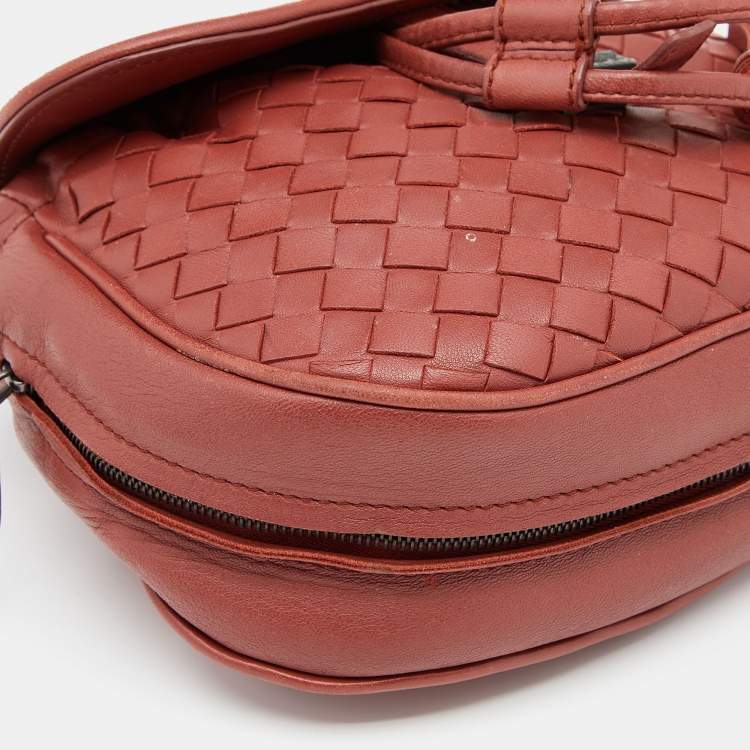 Pre Owned Bottega Veneta Brown Intrecciato Leather Flap Tassel Belt Bag
