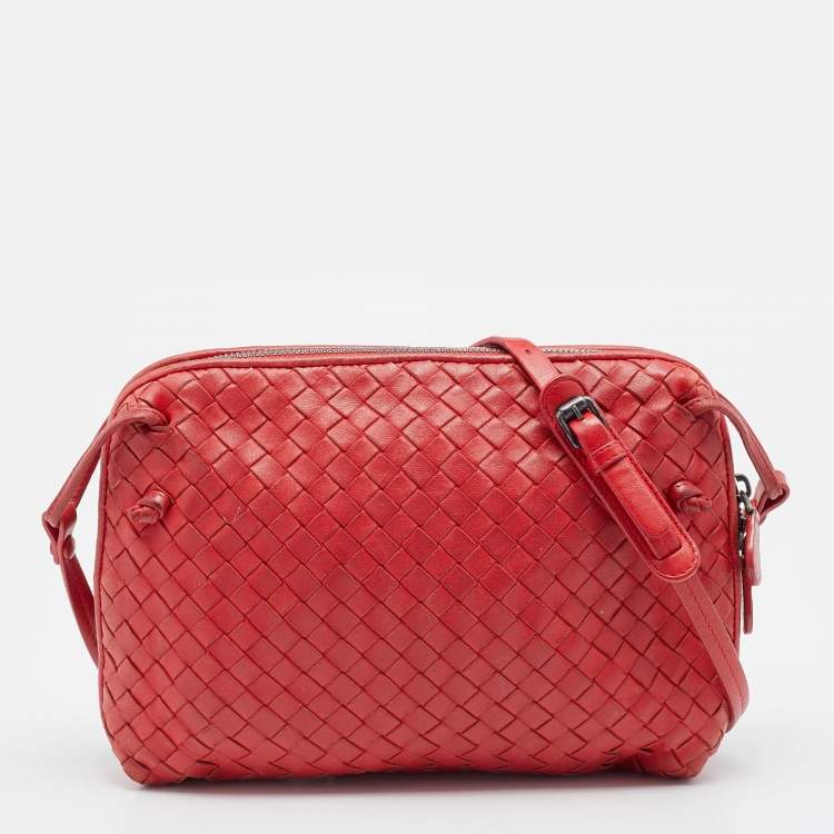 Bottega Veneta Red Intrecciato Leather Nodini Crossbody Bag Bottega Veneta  | The Luxury Closet
