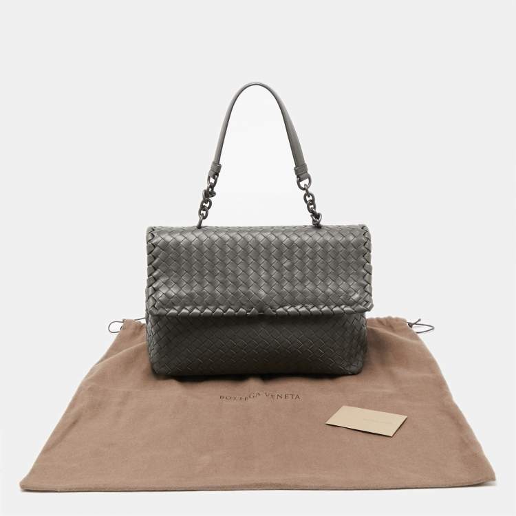 Pre Owned Bottega Veneta Grey Intrecciato Leather Olimpia Bag