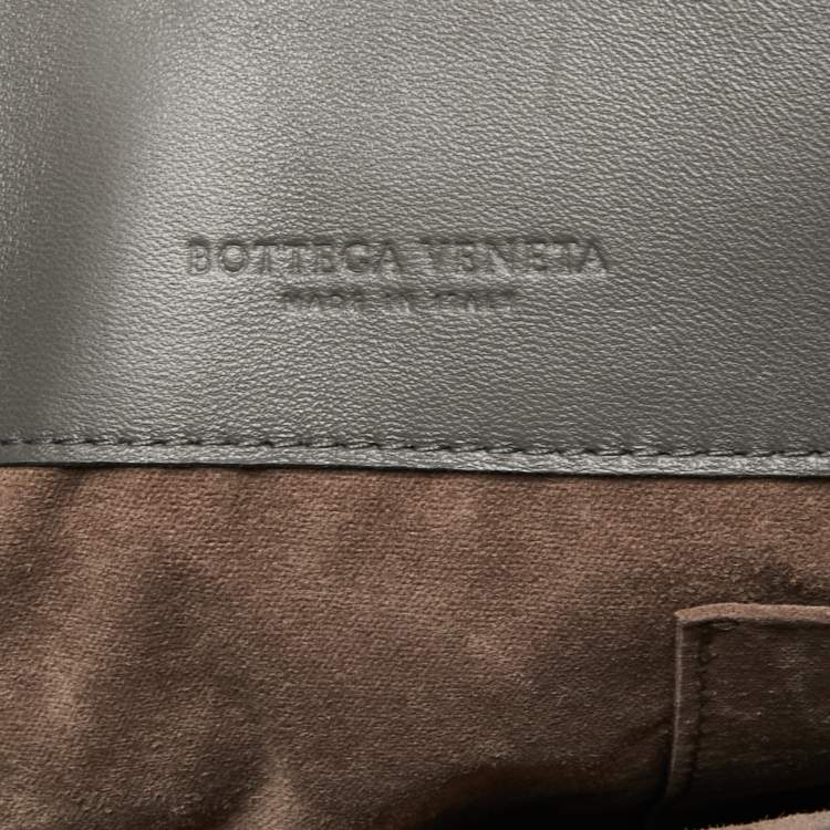 Pre Owned Bottega Veneta Grey Intrecciato Leather Olimpia Bag