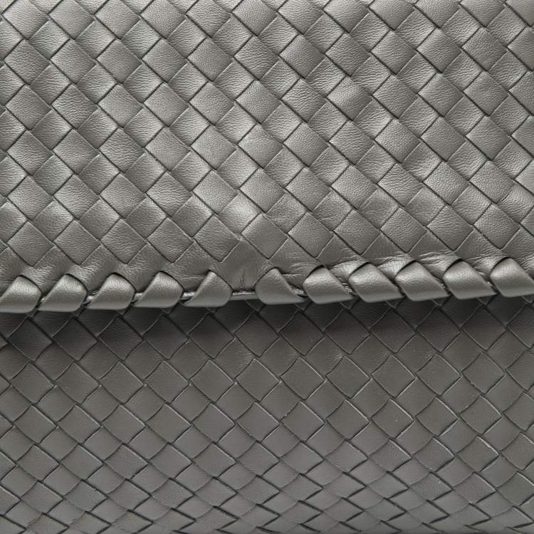 Pre Owned Bottega Veneta Grey Intrecciato Leather Olimpia Bag