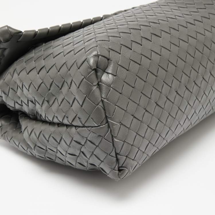 Pre Owned Bottega Veneta Grey Intrecciato Leather Olimpia Bag