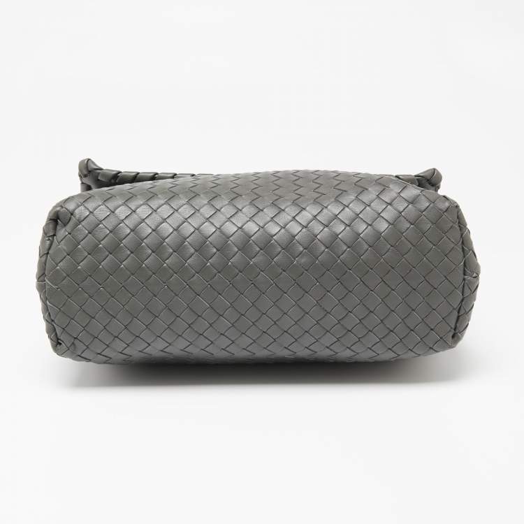 Pre Owned Bottega Veneta Grey Intrecciato Leather Olimpia Bag