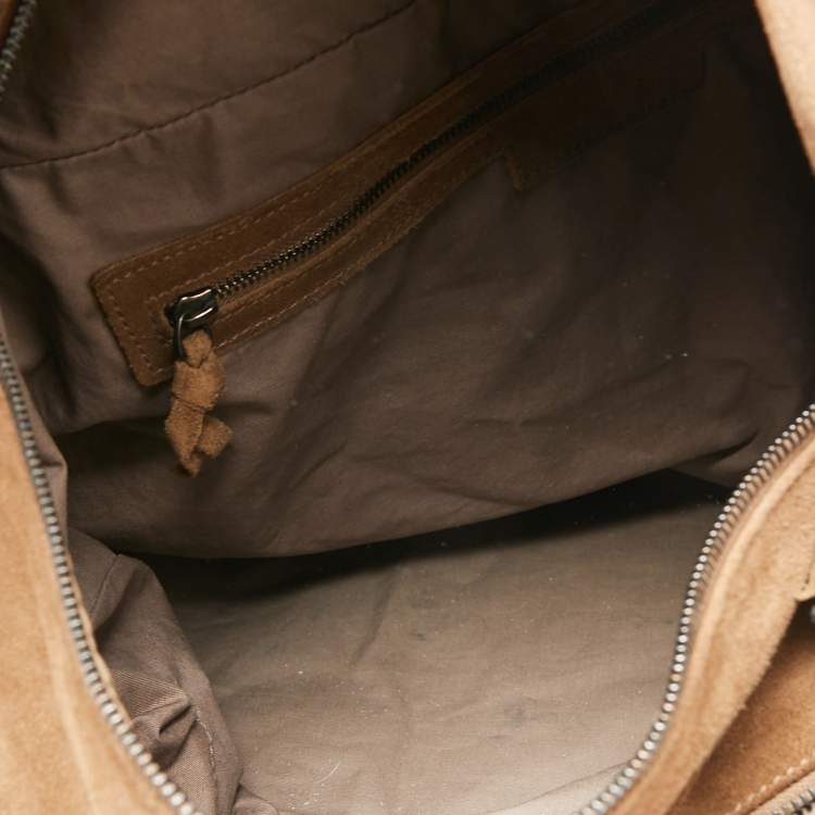 Pre Owned Bottega Veneta Brown Intrecciato Suede Knot Hobo