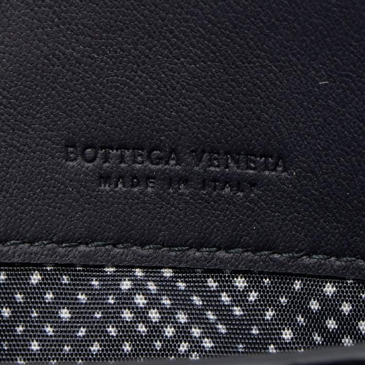 Pre Owned Bottega Veneta Black Leather Intrecciato Cheque Wallet 