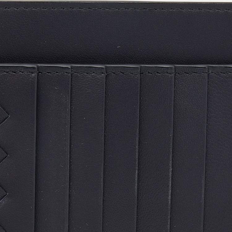 Pre Owned Bottega Veneta Black Leather Intrecciato Cheque Wallet 
