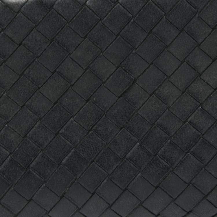 Pre Owned Bottega Veneta Black Intrecciato Leather Zip Around Wallet