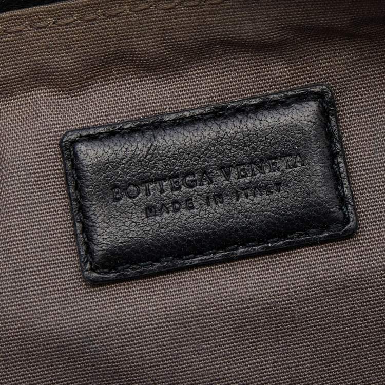 Pre Owned Bottega Veneta Black Intrecciato Leather Clutch