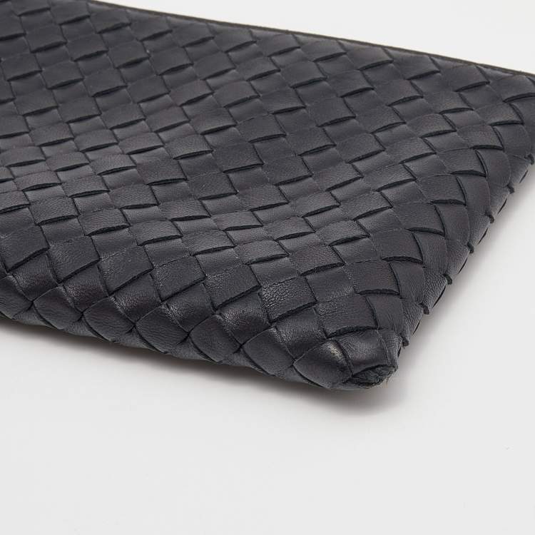 Pre Owned Bottega Veneta Black Intrecciato Leather Clutch