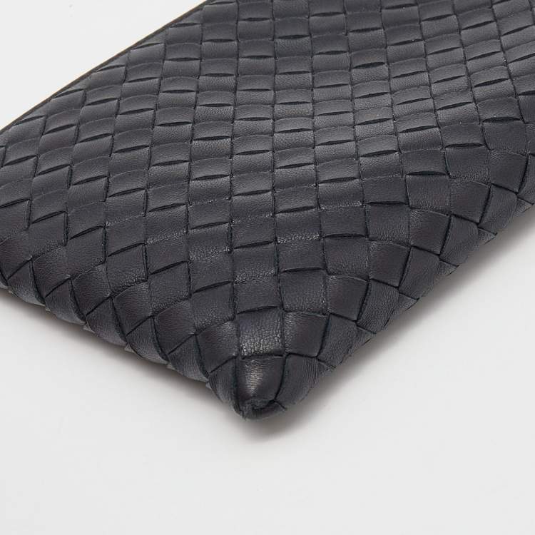 Pre Owned Bottega Veneta Black Intrecciato Leather Clutch