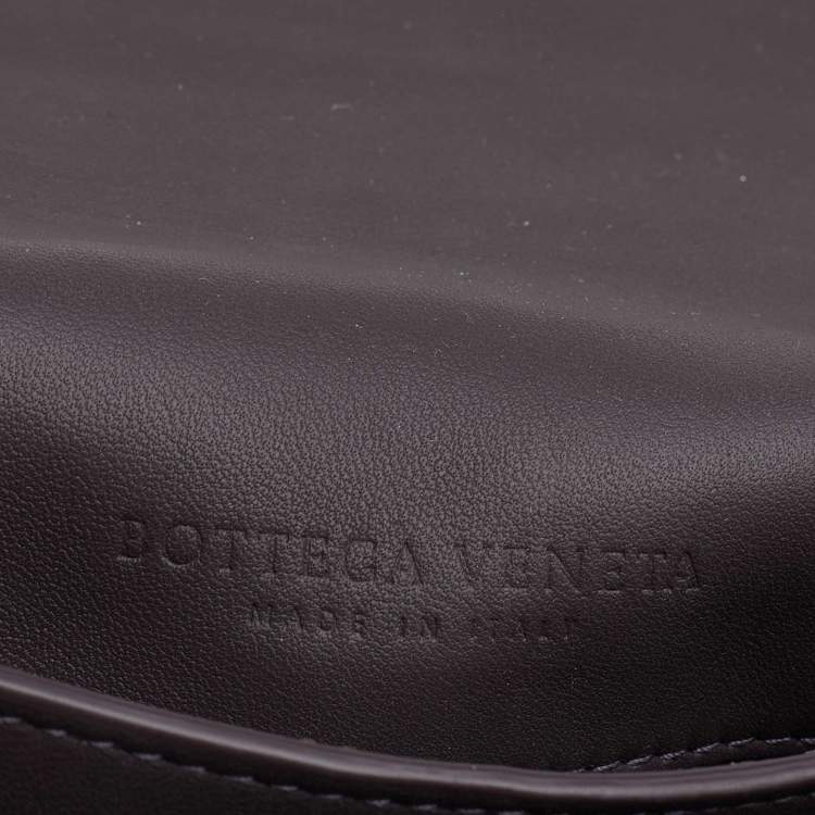Pre Owned Bottega Veneta Plum Leather Small Piazza Top Handle Bag