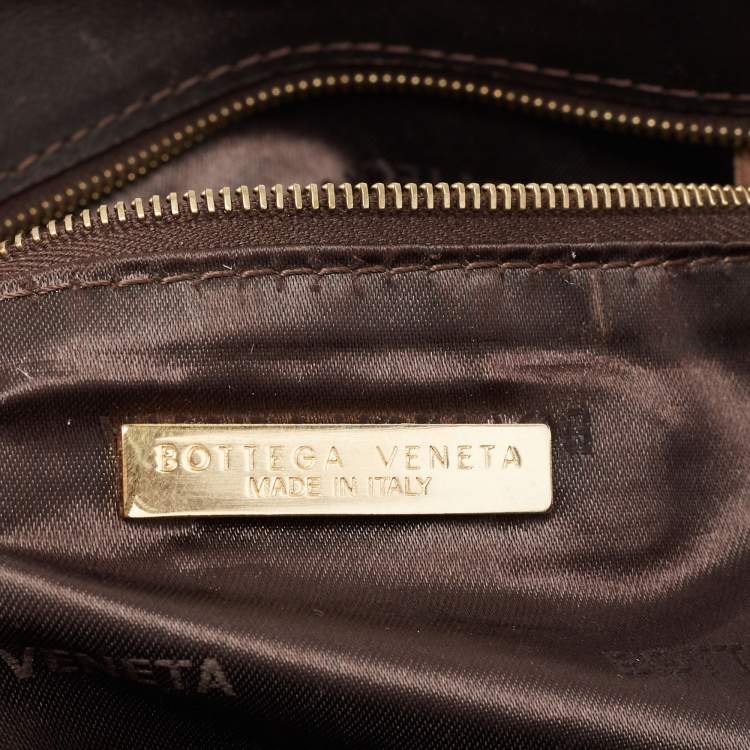 Pre Owned Bottega Veneta Brown Signature Canvas and Leather Boston Bag