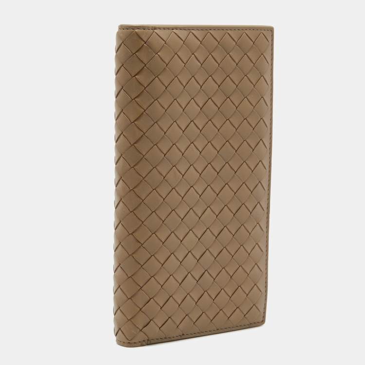 Pre Owned Bottega Veneta Khaki Intrecciato Leather Bifold Wallet