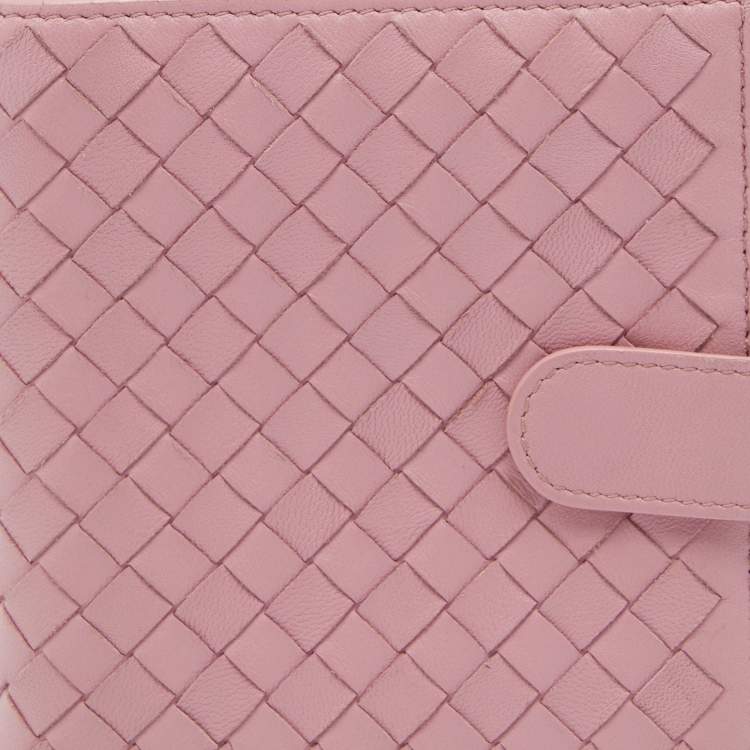 Bottega Pink Intrecciato Leather Compact Wallet Bottega