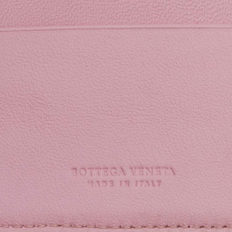 Bottega Pink Intrecciato Leather Compact Wallet Bottega