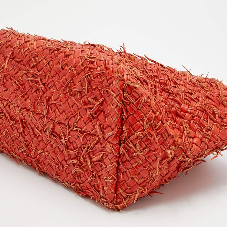 Pre Owned Bottega Veneta Orange Intrecciato Leather Medium Cabat Tote