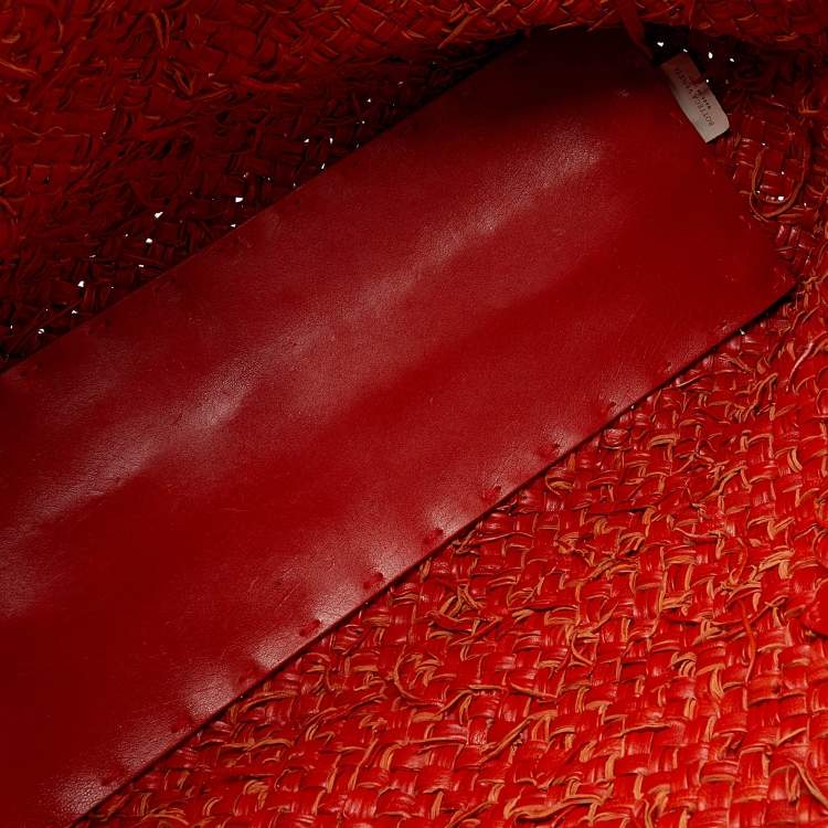 Pre Owned Bottega Veneta Orange Intrecciato Leather Medium Cabat Tote