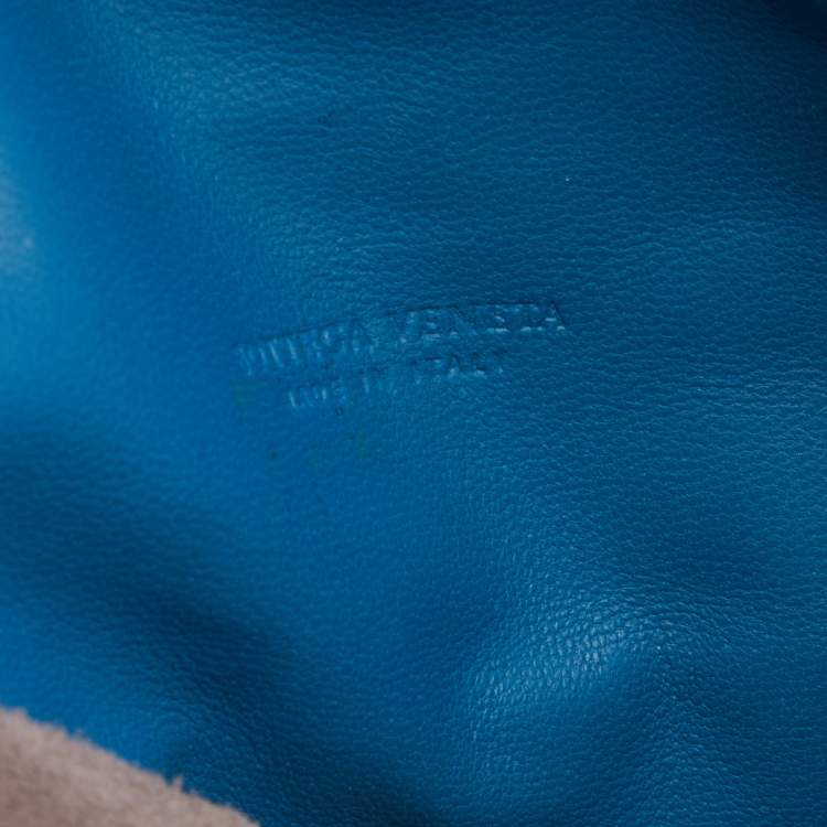 Pre Owned Bottega Veneta Blue Waxed Water Snake Pouch