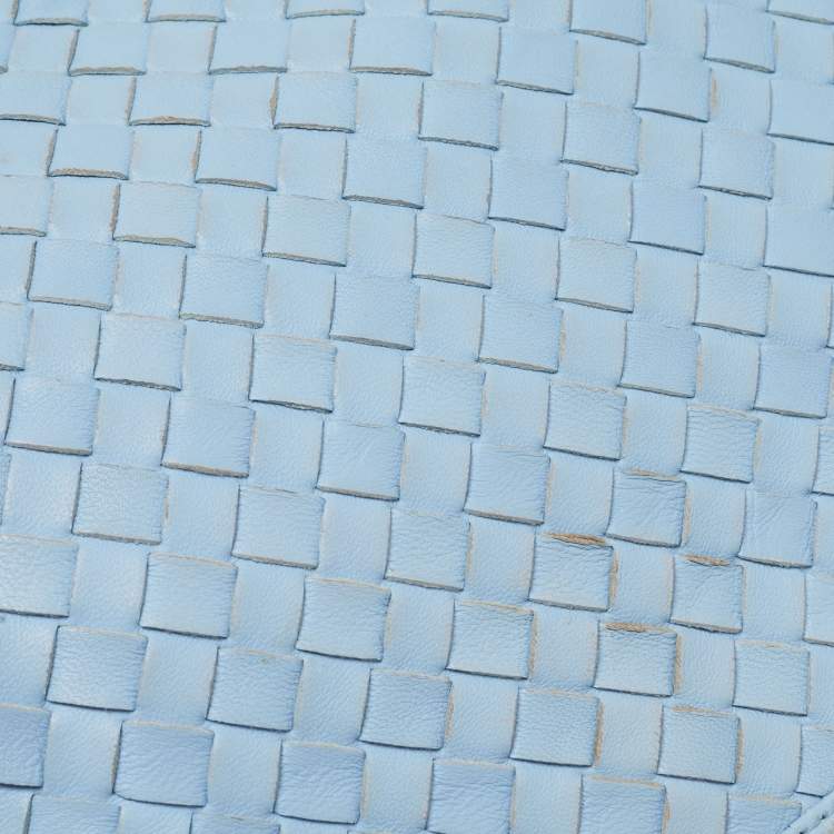 Pre Owned Bottega Veneta  Blue Intrecciato Leather Shoulder Bag