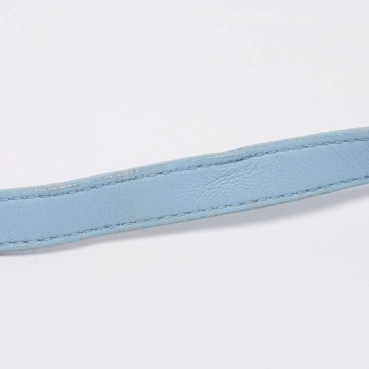 Pre Owned Bottega Veneta  Blue Intrecciato Leather Shoulder Bag