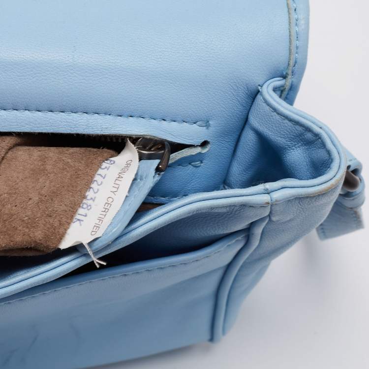 Pre Owned Bottega Veneta  Blue Intrecciato Leather Shoulder Bag