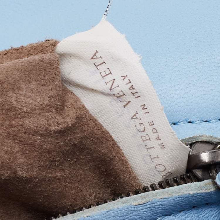 Pre Owned Bottega Veneta  Blue Intrecciato Leather Shoulder Bag