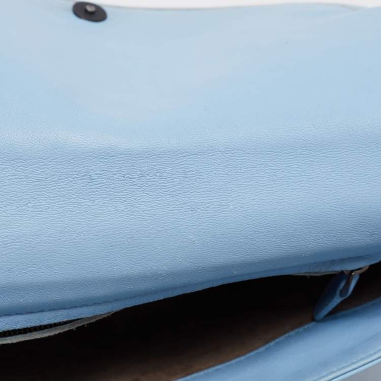 Pre Owned Bottega Veneta  Blue Intrecciato Leather Shoulder Bag