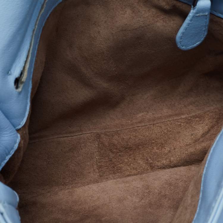 Pre Owned Bottega Veneta  Blue Intrecciato Leather Shoulder Bag