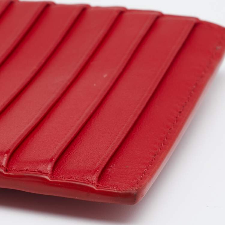 مملوكة مسبقًا Bottega Veneta Red Intrecciato Leather Card Holder