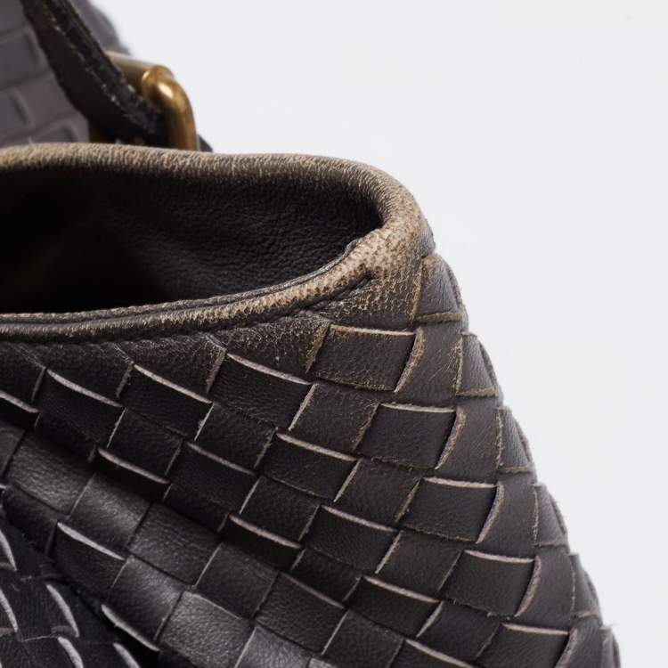 Pre Owned Bottega Veneta Grey Intrecciato Leather Medium Roma Tote
