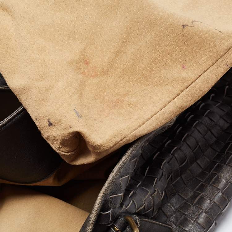 Pre Owned Bottega Veneta Grey Intrecciato Leather Medium Roma Tote