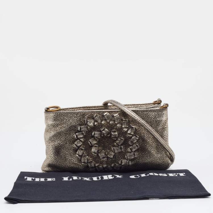 Pre Owned Bottega Veneta Metallic Silver Leather Shoulder Bag