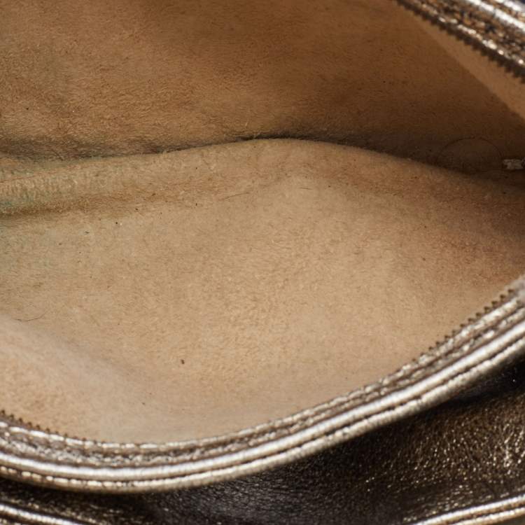 Pre Owned Bottega Veneta Metallic Silver Leather Shoulder Bag