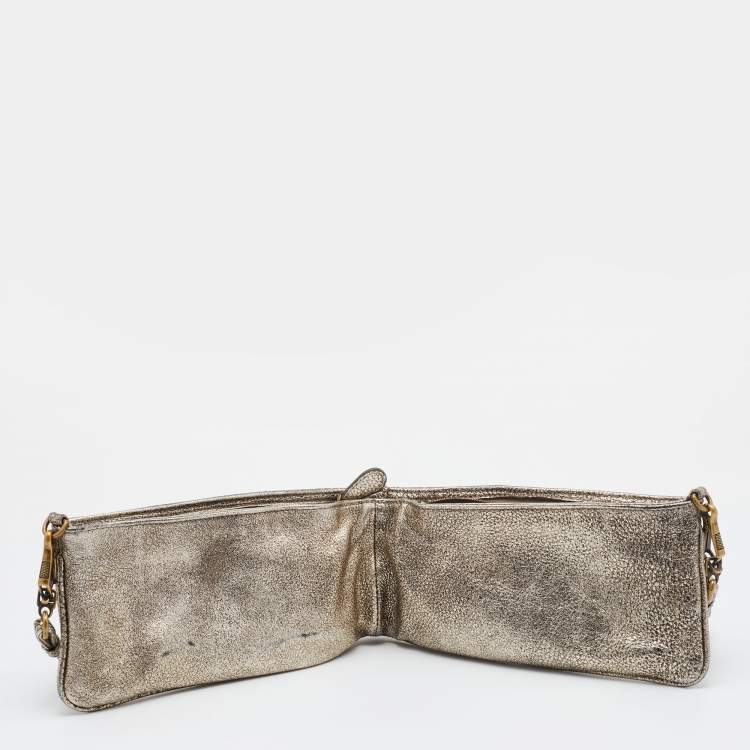 Pre Owned Bottega Veneta Metallic Silver Leather Shoulder Bag