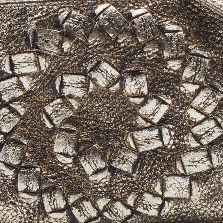 Pre Owned Bottega Veneta Metallic Silver Leather Shoulder Bag