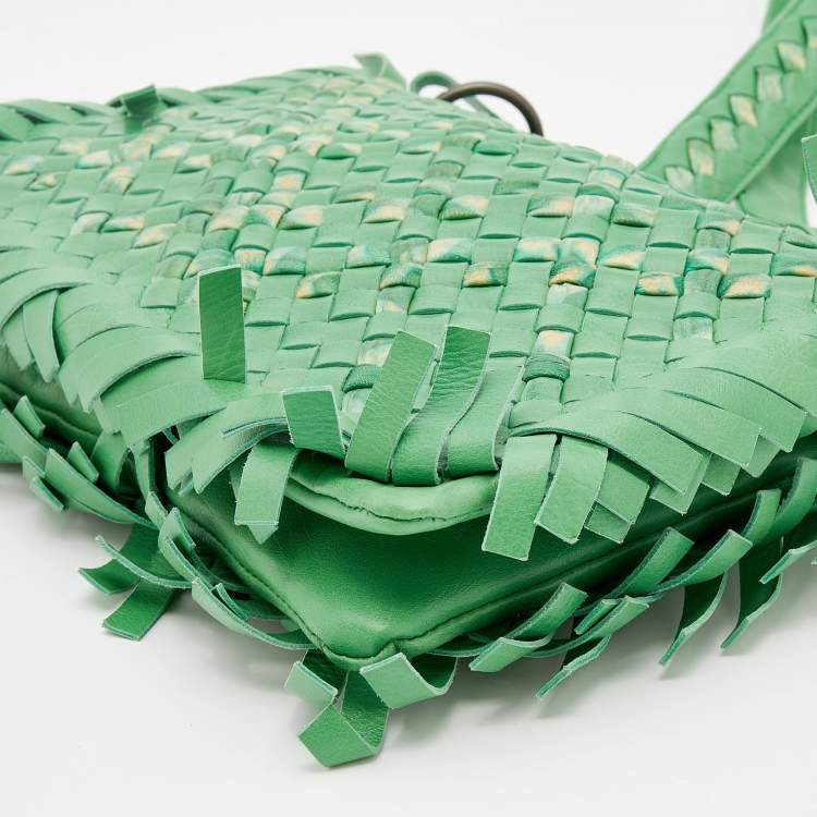 Pre Owned Bottega Veneta Green Intrecciato Leather Shoulder Bag