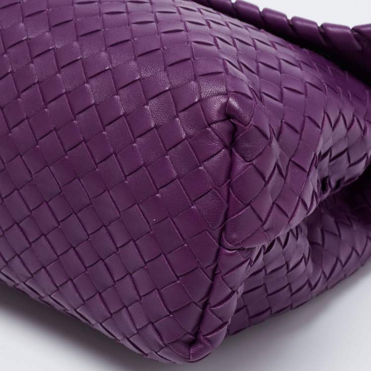 مملوكة مسبقًا Bottega Veneta Purple Intrecciato Leather Olimpia Top Handle Bag