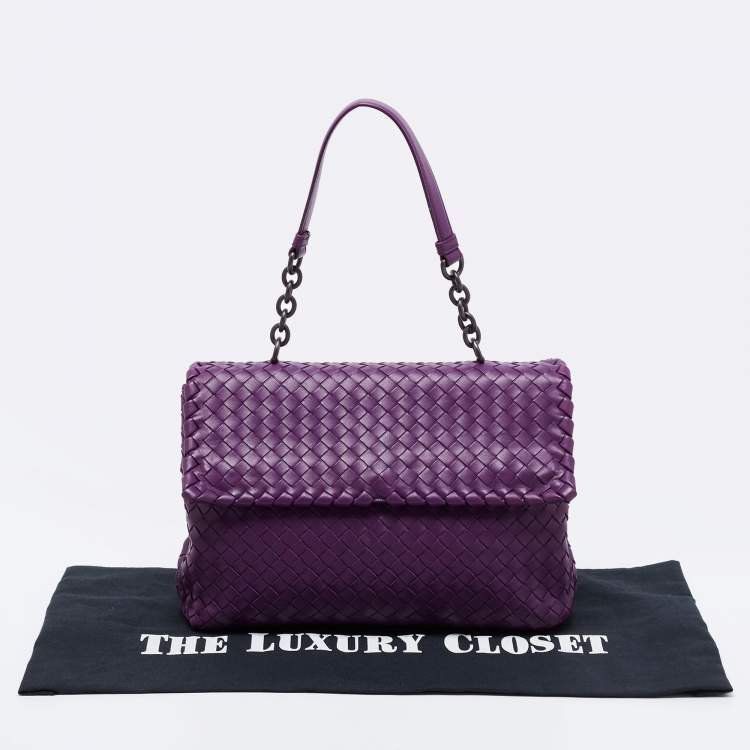 مملوكة مسبقًا Bottega Veneta Purple Intrecciato Leather Olimpia Top Handle Bag