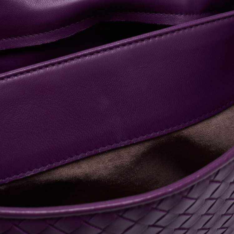 مملوكة مسبقًا Bottega Veneta Purple Intrecciato Leather Olimpia Top Handle Bag