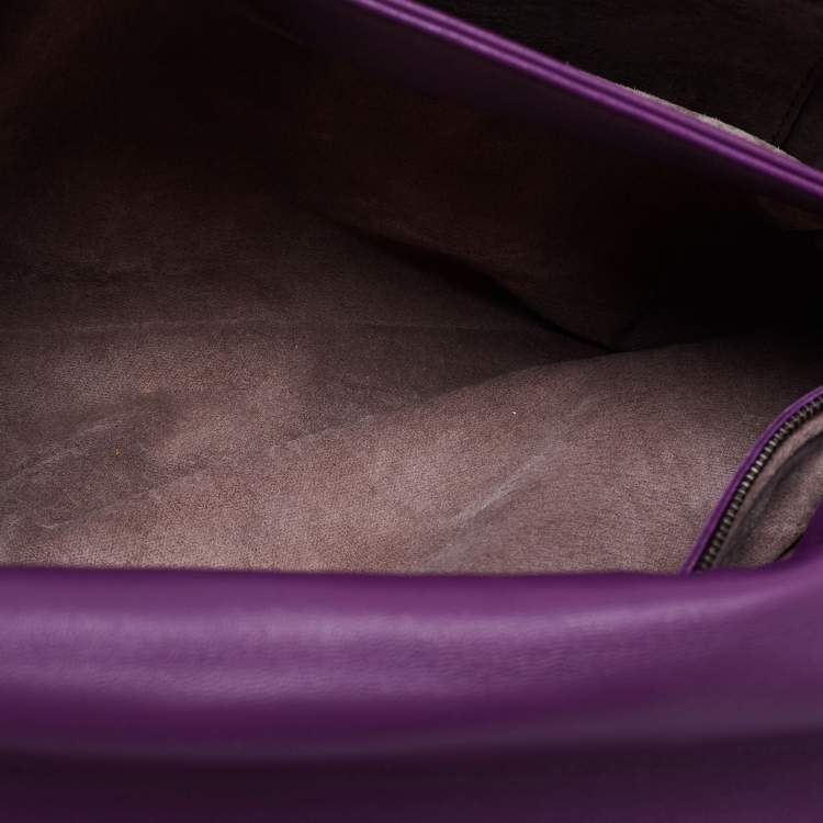 مملوكة مسبقًا Bottega Veneta Purple Intrecciato Leather Olimpia Top Handle Bag