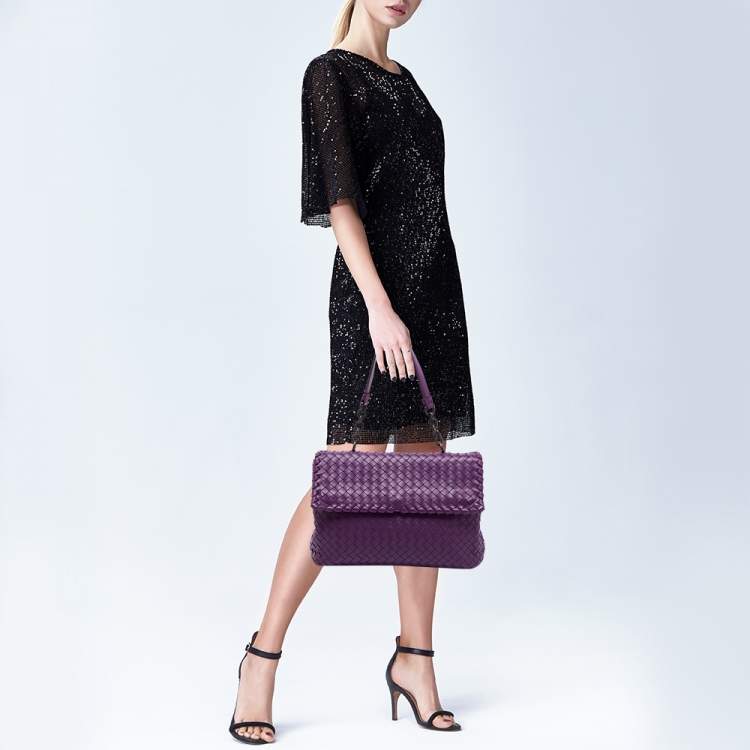 مملوكة مسبقًا Bottega Veneta Purple Intrecciato Leather Olimpia Top Handle Bag