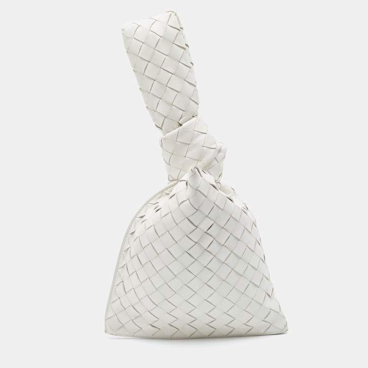 Bottega Veneta White Intrecciato Leather Mini Twist Bag