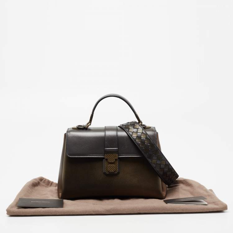 Pre Owned Bottega Veneta Metallic Tri Color Leather Small Small Piazza Bag