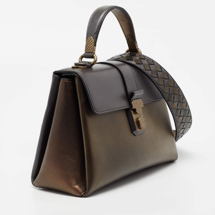 Pre Owned Bottega Veneta Metallic Tri Color Leather Small Small Piazza Bag