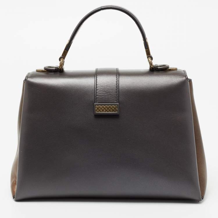 Pre Owned Bottega Veneta Metallic Tri Color Leather Small Small Piazza Bag