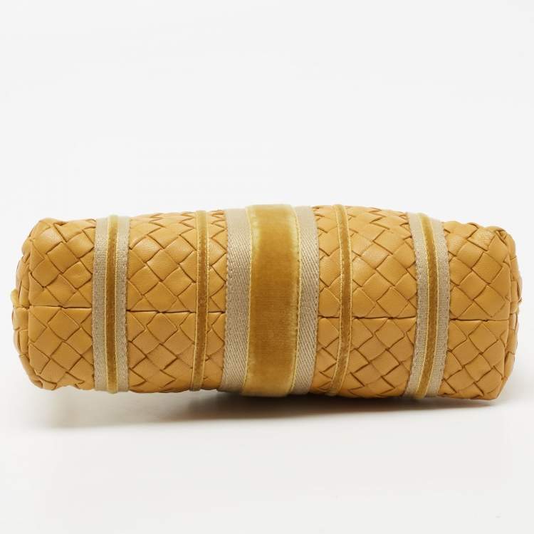 Pre Owned Bottega Veneta Yellow Intrecciato Leather Shoulder Bag