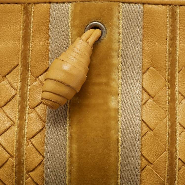 Pre Owned Bottega Veneta Yellow Intrecciato Leather Shoulder Bag