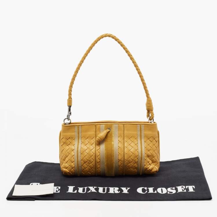 Pre Owned Bottega Veneta Yellow Intrecciato Leather Shoulder Bag